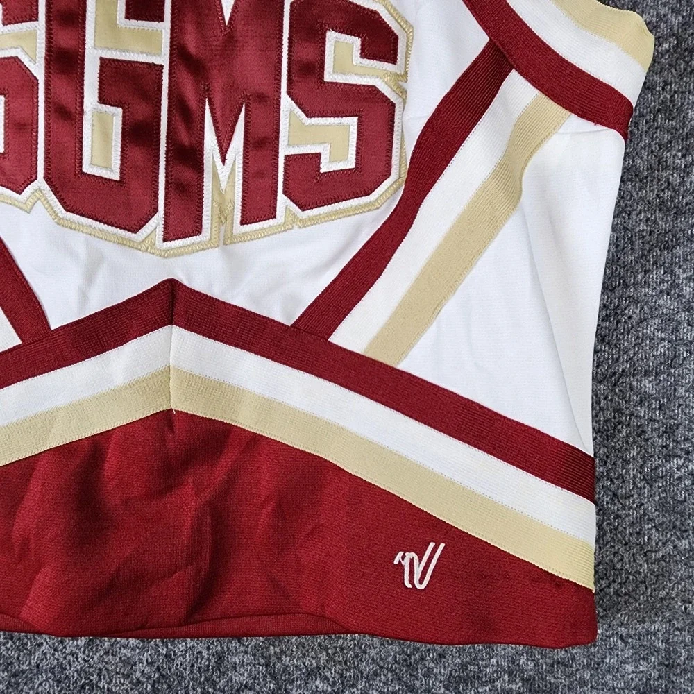Varsity Cheer Uniform Set Girls Kids L SGMS Maroon Gold Athletic Varsity EUC